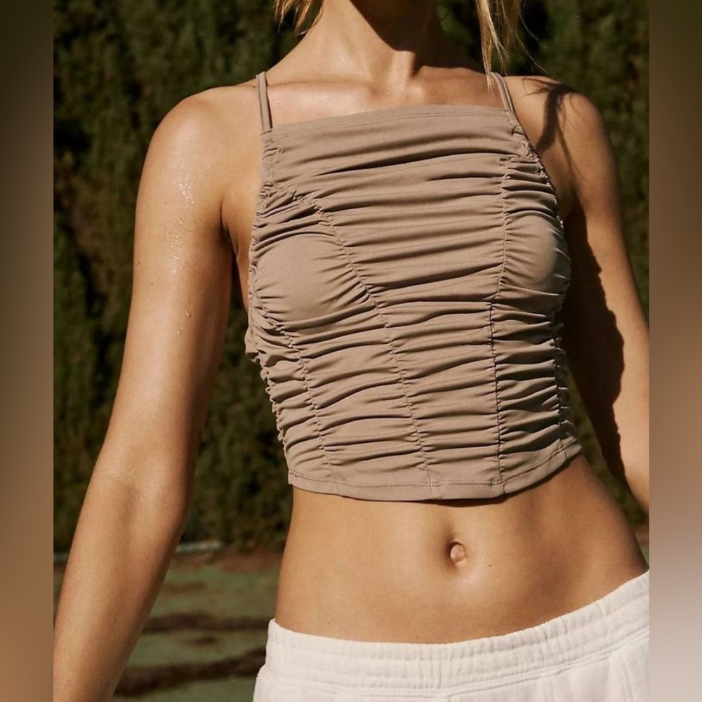 NWT Free People Intimately Shirr Enough Cutout Camisole in Color:  Mushroom